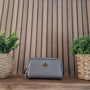 Grey leather Bee purse