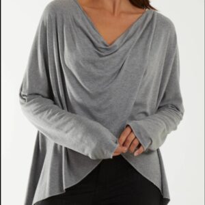 The Bloom Grey draped fine knit jumper