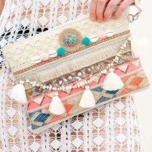 Aztec Boho Tassel Clutch bag