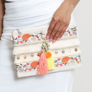 Orange Tassel Clutch bag