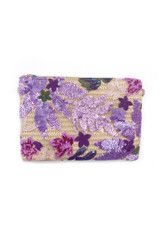 Lilac Floral Sequin Jute bag