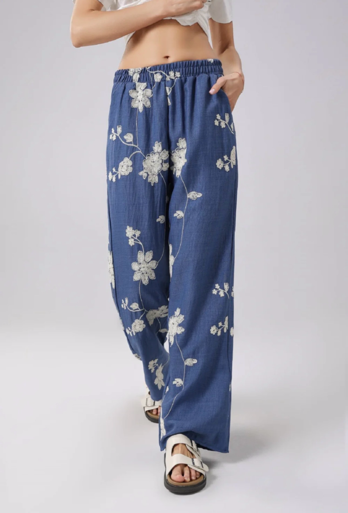 The Denim Summer Embroidered Trouser
