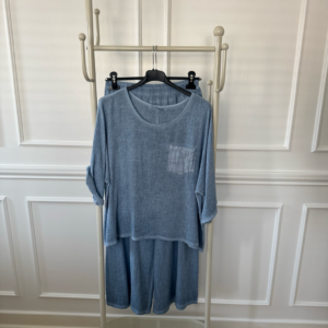 Linen wide leg pants & Pocket slouch top