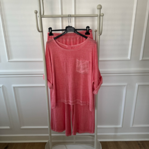 Linen wide leg pants & slouch pocket top