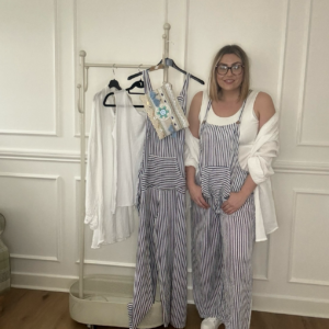 Navy Pinstripe Dungarees