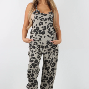 Mocha Leopard Print Dungarees