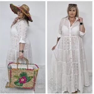 Embroidered Maxi Shirt Dress