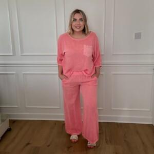 Linen mix wide leg pants