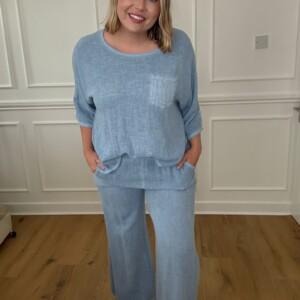 Linen wide leg pants & Pocket slouch top