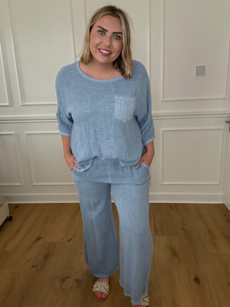 Linen wide leg pants & Pocket slouch top