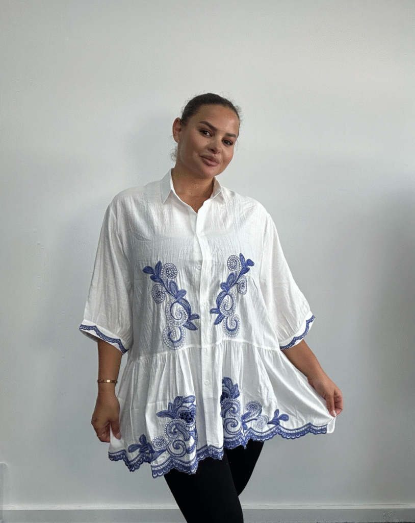 White embroidered shirt