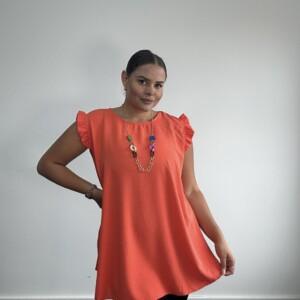 Frill shoulder necklace top
