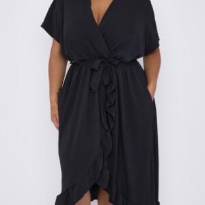 Black frill wrap dress
