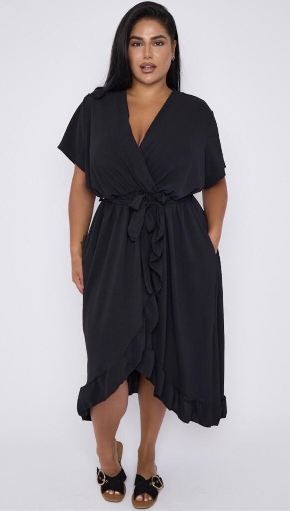 Black Frill wrap dress