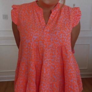 Neon leopard smock top