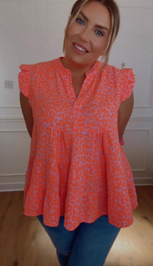 Neon Leopard smock top