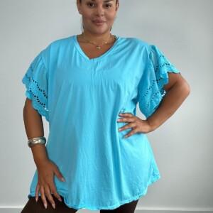 Frill embroidered T-shirt
