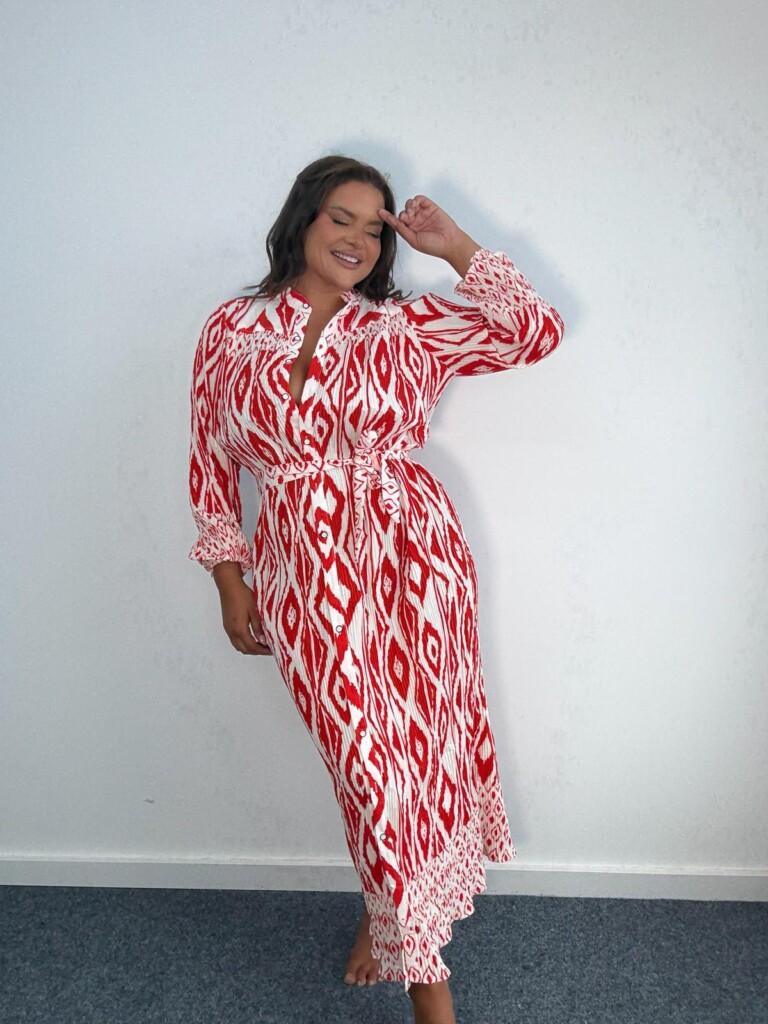 Tribal print red maxi dress