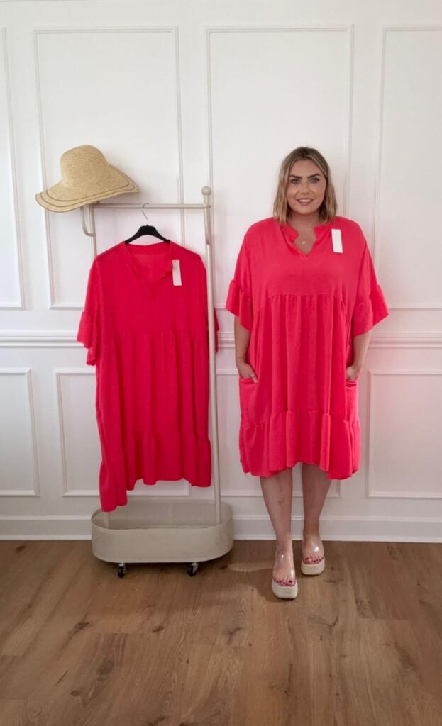 Coral smock dress