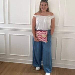 Chambray wide leg trousers