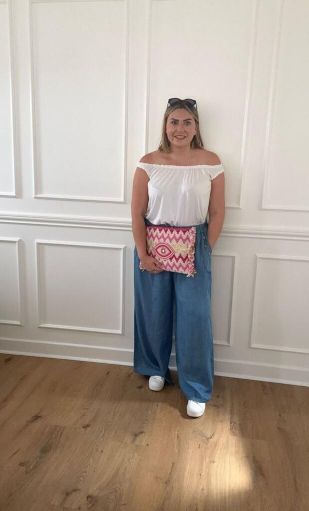 Chambray wide leg trousers