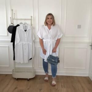 Cheesecloth tie waist shirt
