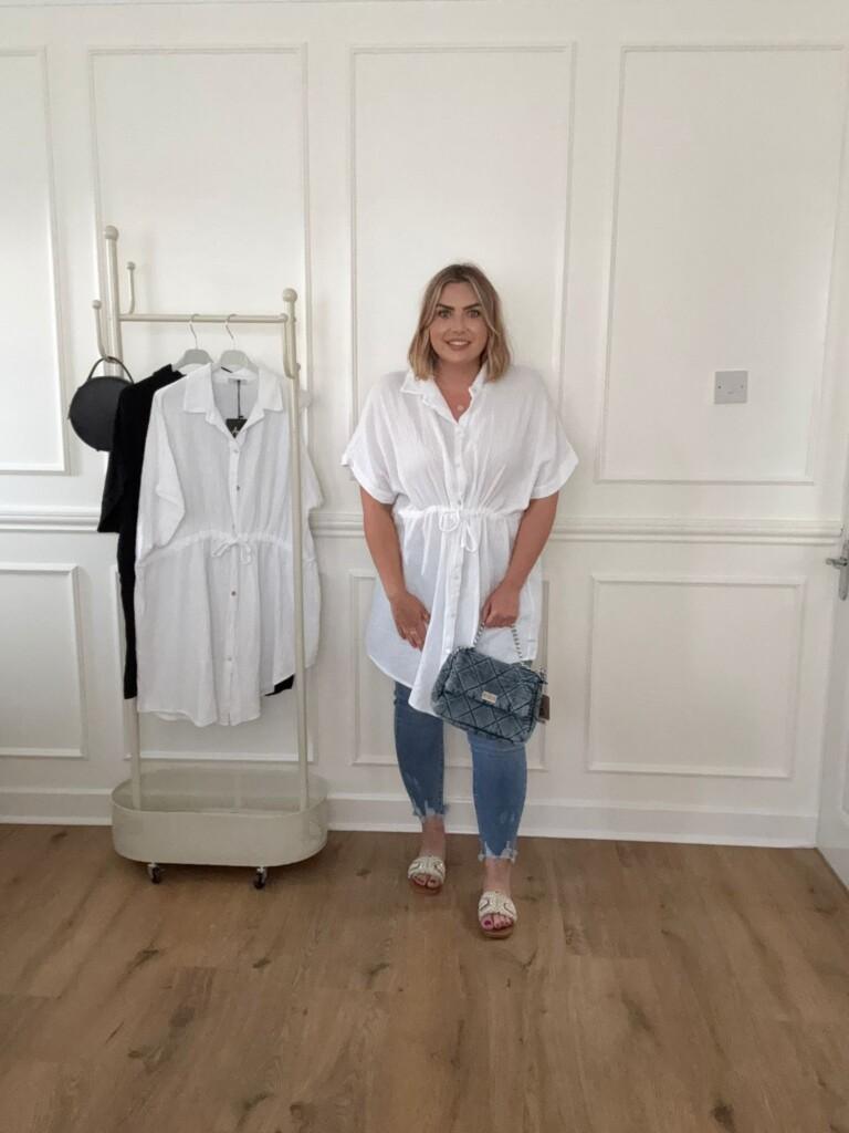 Cheesecloth tie waist shirt