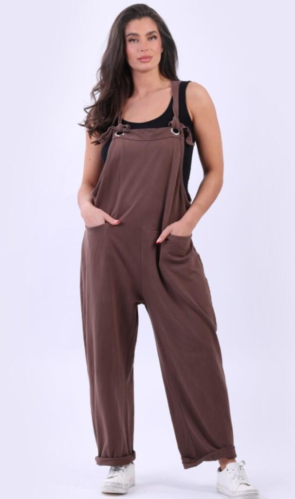 Chocolate plain dungarees